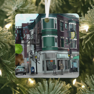 Weihnachtszeichnung von Downtown Madison, Wisconsi Ornament Aus Metall
