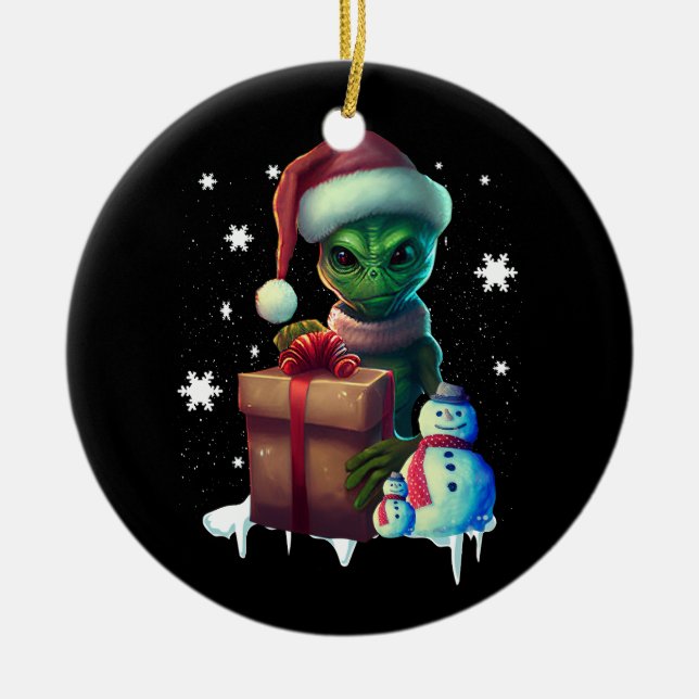 Weihnachtszeit Alien Santa Science Fiction Außenwe Keramik Ornament (Vorne)