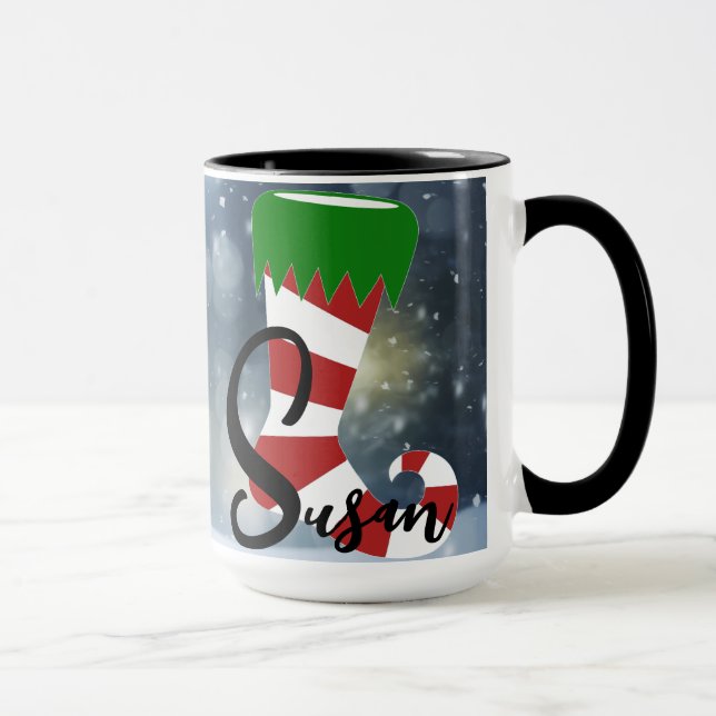 Weihnachtszeit Alphabet Anpassbare Tasse (Rechts)