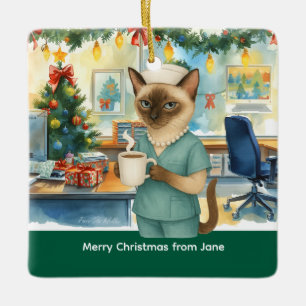 Weihnachtszeit am Arbeitsplatz Keramikornament