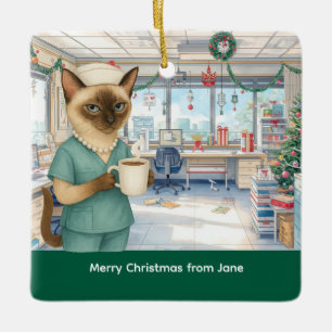 Weihnachtszeit am Arbeitsplatz Keramikornament