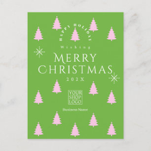 Weihnachtszeit Bäume Geschäft Logo Grün Postkarte