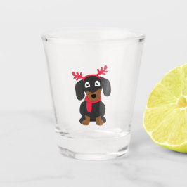 Weihnachtszeit-Dackel Schnapsglas