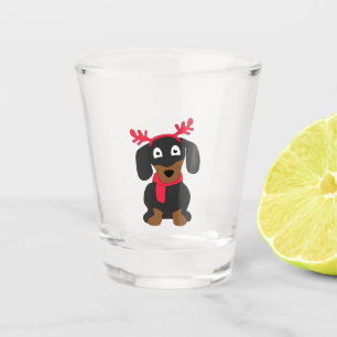 Weihnachtszeit-Dackel Schnapsglas