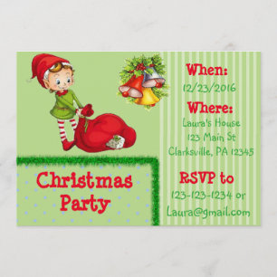 Weihnachtszeit der Roten und Grünen Elfen - Party Einladung
