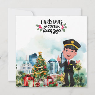 Weihnachtszeit des Piloten in Florida Feiertagskarte