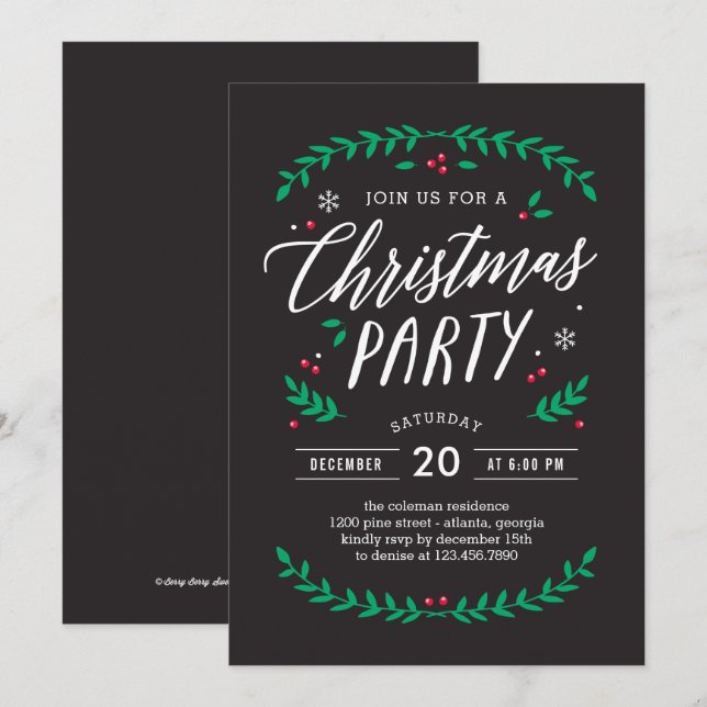 Weihnachtszeit EDITABLE FARBEN Party Einladung (Vorne/Hinten)