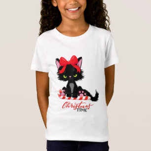 Weihnachtszeit Grumpy Schwarzes Kätzchen Katze T-Shirt
