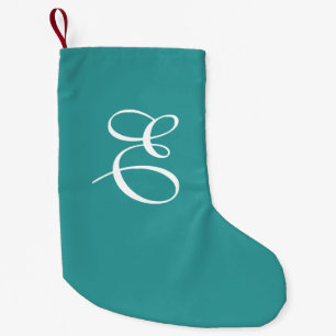 Weihnachtszeit in aquamarinen und weißen Monogramm Kleiner Weihnachtsstrumpf
