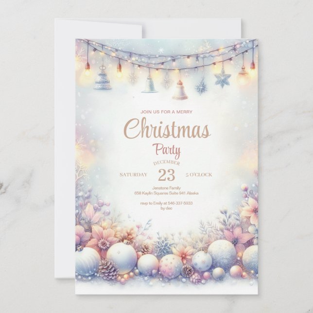 Weihnachtszeit in Aquarellen - Party Einladung (Vorderseite)