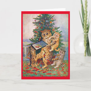 Weihnachtszeit in Catland, Louis Wain Card Karte