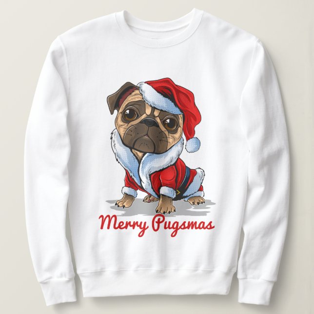 Weihnachtszeit-Mops Sweatshirt (Design vorne)