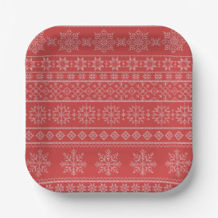 Weihnachtszeit nordischer weißer, hässlicher Pullo Pappteller