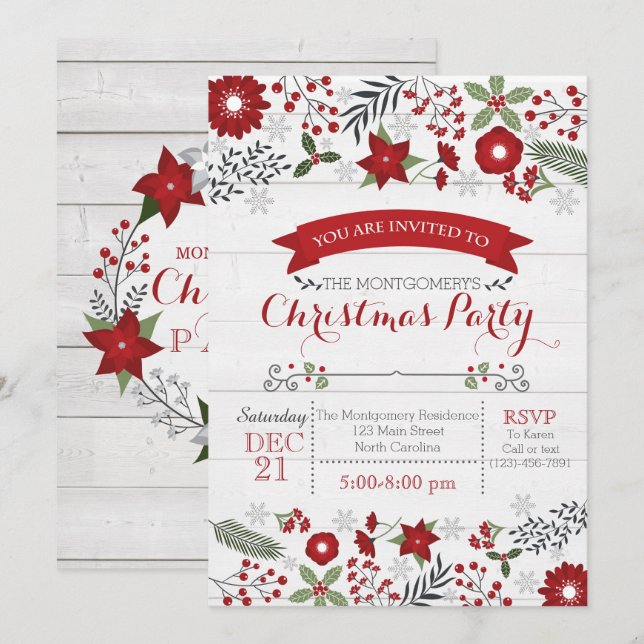 Weihnachtszeit-Party Einladung (Vorne/Hinten)