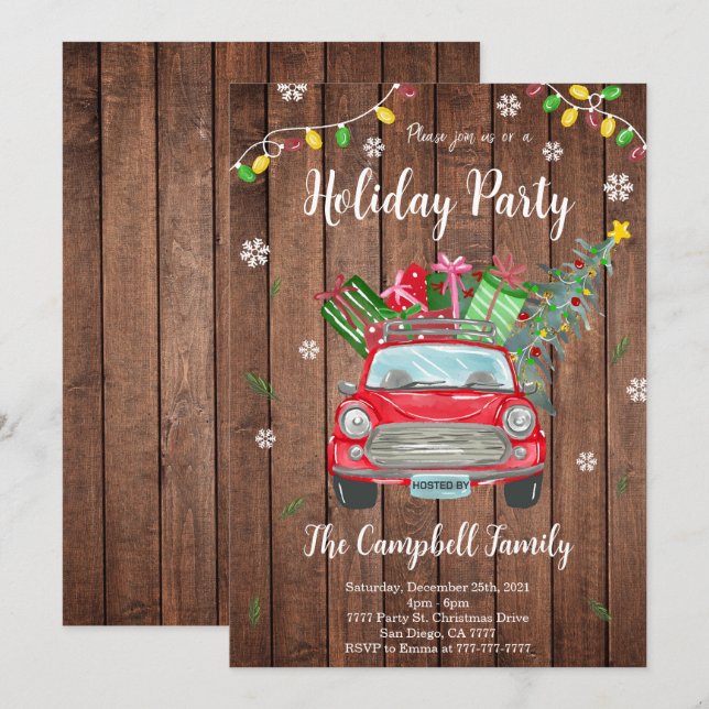 Weihnachtszeit-Party Einladung (Vorne/Hinten)