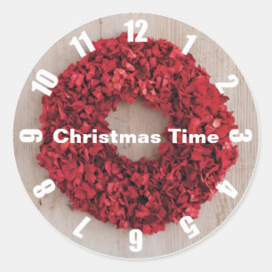 Weihnachtszeit Red Wreath Briefkleber Runder Aufkleber