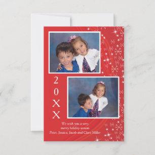 Weihnachtszeit Rot & Weiße Sterne-3x5 Weihnachtska Einladung