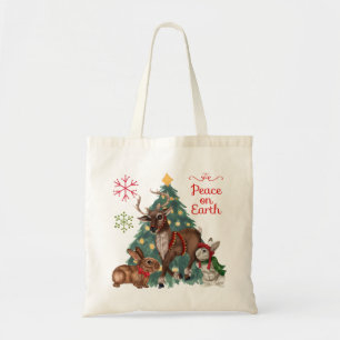 Weihnachtszeit-Tasche mit Holz ANimals Tragetasche