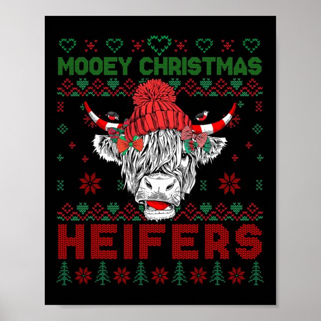 Weihnachtszeit Ugly Sweater Highland Kuh Liebe Er Poster (Vorne)