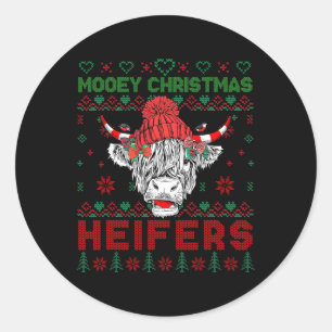 Weihnachtszeit Ugly Sweater Highland Kuh Liebe Er Runder Aufkleber