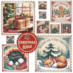 Weihnachtszeit Vintage Poststempel Xmas Jumbo-Tasse