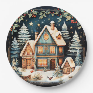 Weihnachtszeit, vintage Urlaubsszene, Pappteller