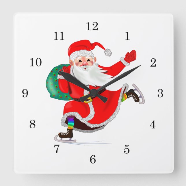 Weihnachtszeit Weihnachten mit Geschenk Quadratische Wanduhr (Vorderseite)