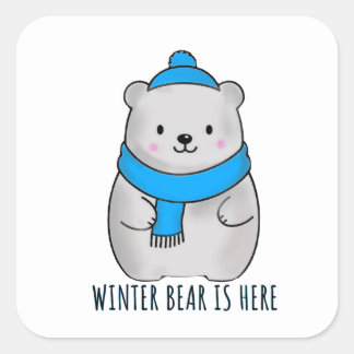 Weihnachtszeit Winterbär Quadratischer Aufkleber