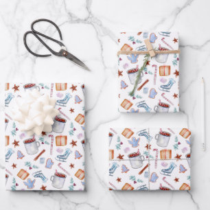 Weihnachtszeit Zuckerrohr-Schlittschuhe Geschenkpapier Set