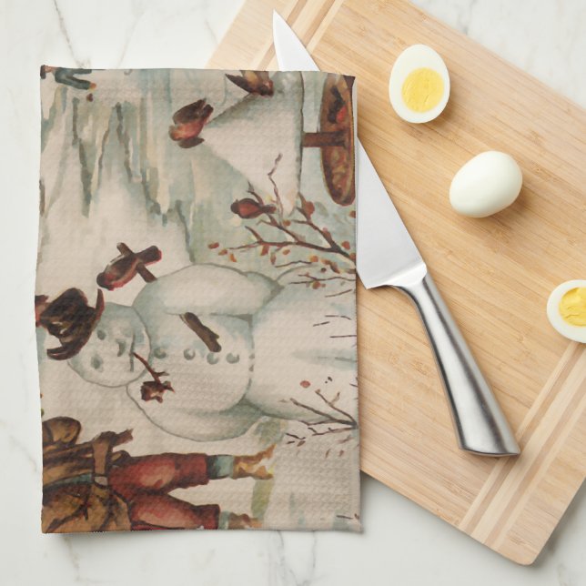 Weihnachtszeitseis Skaten Geschirrtuch (Viertel Falte)