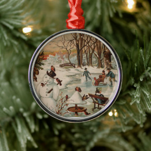Weihnachtszeitseis Skaten Silbernes Ornament