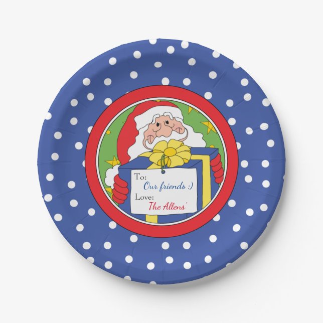 Weihnachtszeitung "Santa" personalisieren Pappteller (Vorderseite)