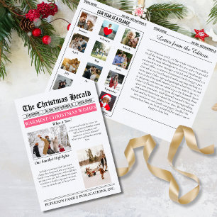 Weihnachtszeitungs-Mehrfachfoto Jahresrückblick Feiertagskarte