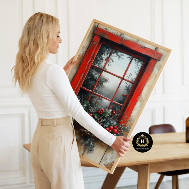 Weihnachtszene Rustikale Fensterdekoupage Seidenpapier (Von Creator hochgeladen)