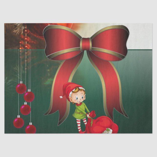 Weihnachtszettel, Elf Seidenpapier (Vorderseite)