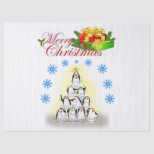 Weihnachtszettel, Frohe Weihnachten, Pinguin Seidenpapier
