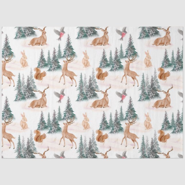 Weihnachtszettel für niedliche Waldtiere Seidenpapier (Vorderseite)