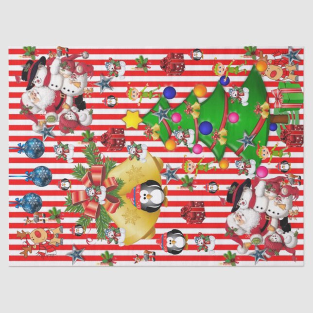 Weihnachtszettel Pinguin Seidenpapier (Vorderseite)