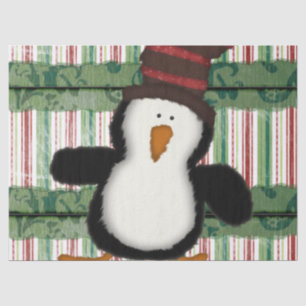 Weihnachtszettel Pinguin Seidenpapier