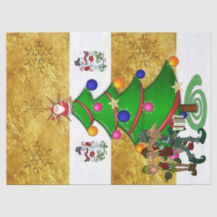 Weihnachtszettel Santa Elf Snowman Seidenpapier