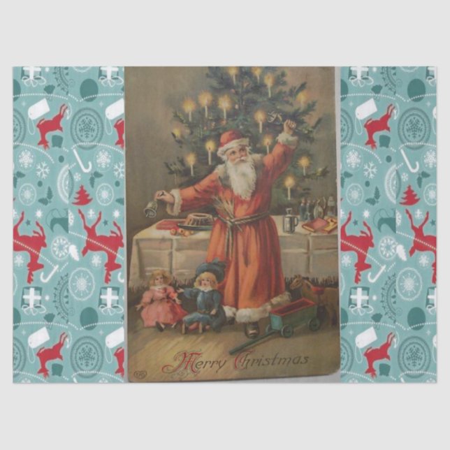 Weihnachtszettel, Vintager Weihnachtsmann Seidenpapier (Vorderseite)