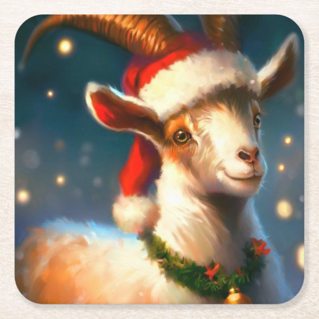 Weihnachtsziege 2 rechteckiger pappuntersetzer (Vorderseite)