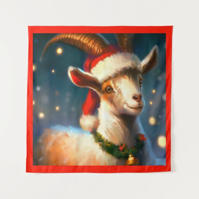 Weihnachtsziege 2 wandteppich (Vorderseite)