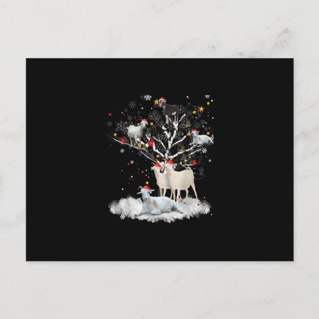 Weihnachtsziege auf Baum Funny Santa Goat Lover Ge Ankündigungspostkarte (Vorderseite)