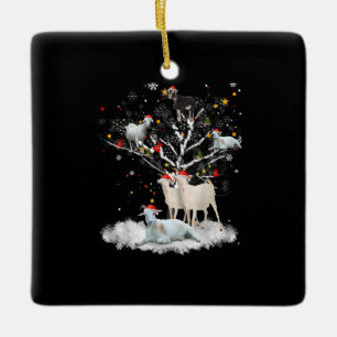 Weihnachtsziege auf Baum Funny Santa Goat Lover Ge Keramikornament