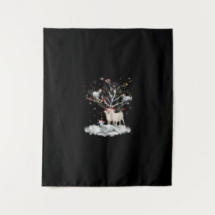 Weihnachtsziege auf Baum Funny Santa Goat Lover Ge Wandteppich