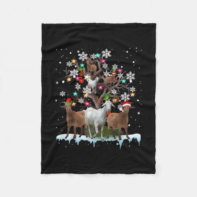 Weihnachtsziege auf Baum Santa Goat Lover Fleecedecke (Vorderseite)