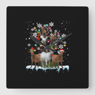 Weihnachtsziege auf Baum Santa Goat Lover Quadratische Wanduhr