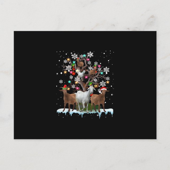 Weihnachtsziege auf dem Baum Santa Goat Lover Ankündigungspostkarte (Vorderseite)