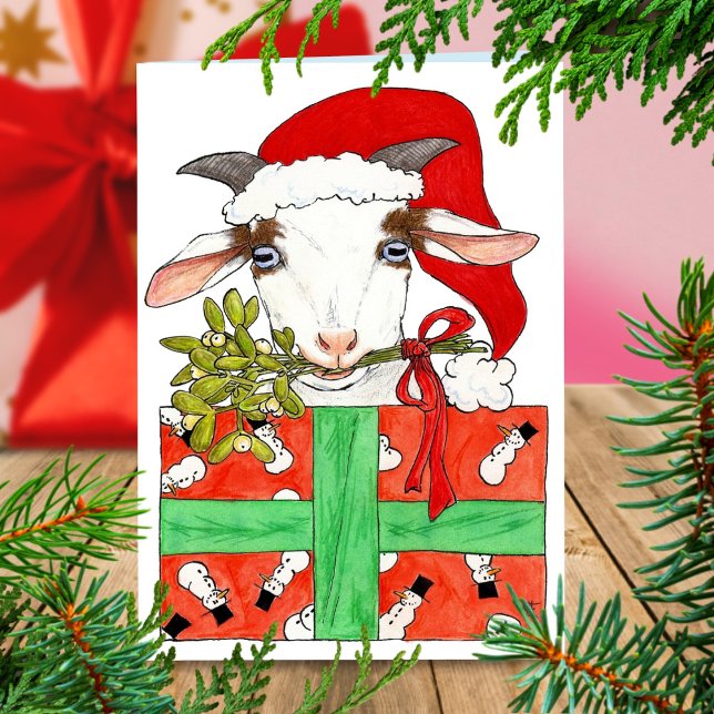 Weihnachtsziege Grußkarte von Nicole Janes Feiertagskarte (Von Creator hochgeladen)